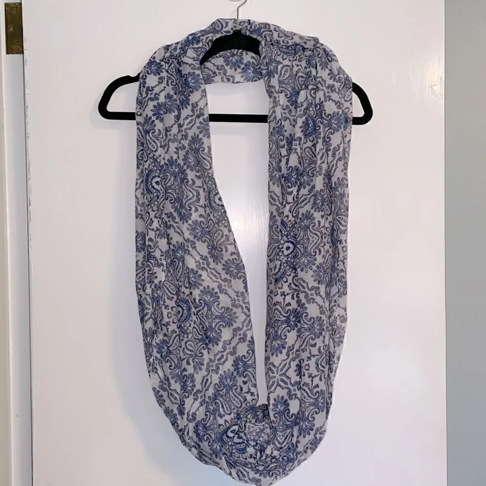 Classic medallion print fluffy, semi-sheer infinity scarf